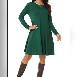 Womens Dark  Green Long Sleeve Dress Size M